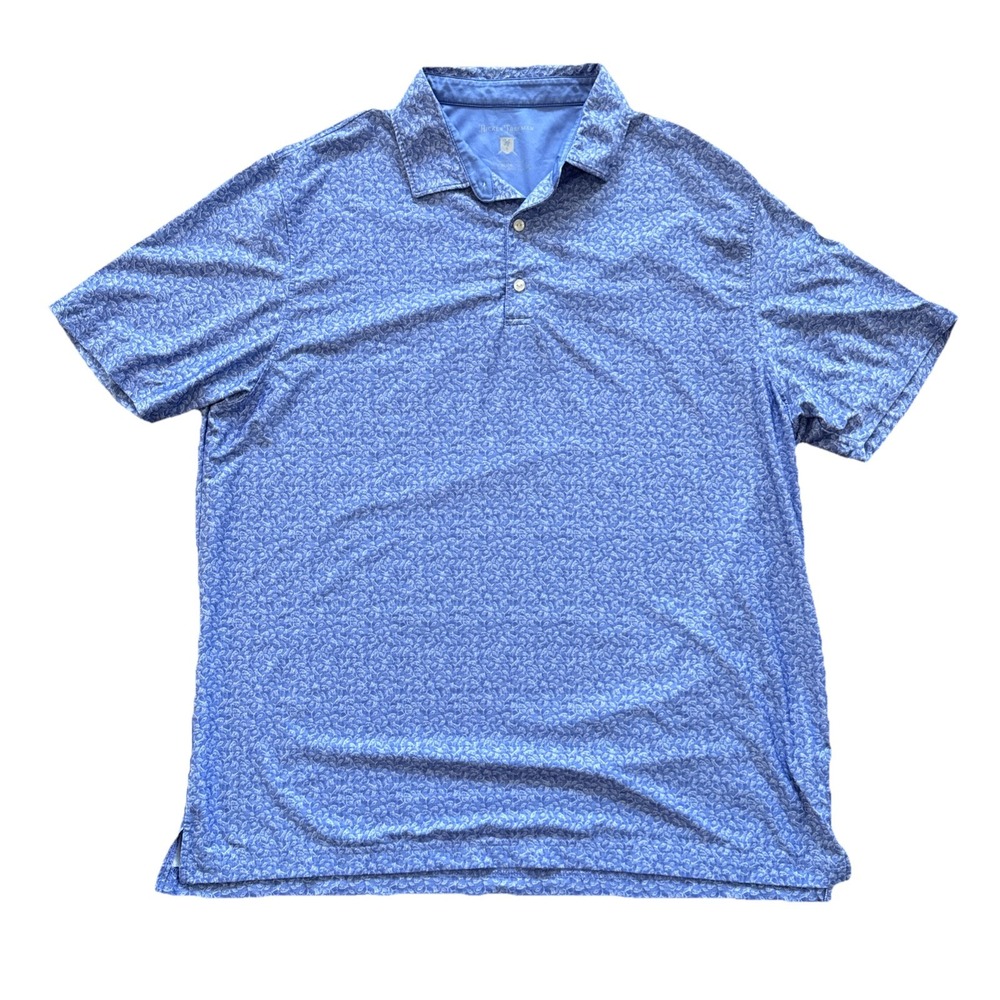 Hickey Freeman Golf Polo Shirt Men XL Performance Blue Fish All Over Print